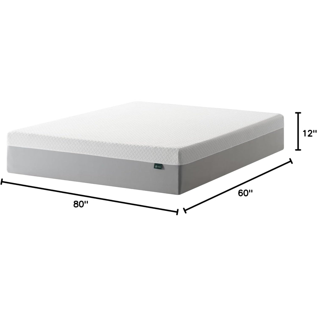 Zinus 12 Inch Green Tea Essential Memory Foam Mattress [New Version], Queen, Fiberglass Free, Medium Feel, Breathable Airflow Memory Foam, Certified Safe Foams & Fabric, Mattress in A Box
