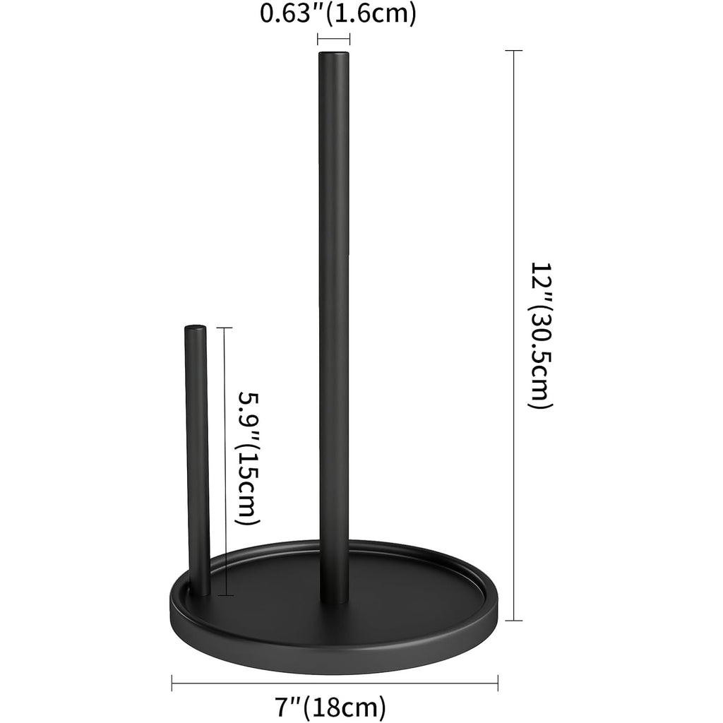 Paper Towel Holder Countertop, Black Kitchen Paper Towels Holder, Paper Roll Holder With Weighted Base
