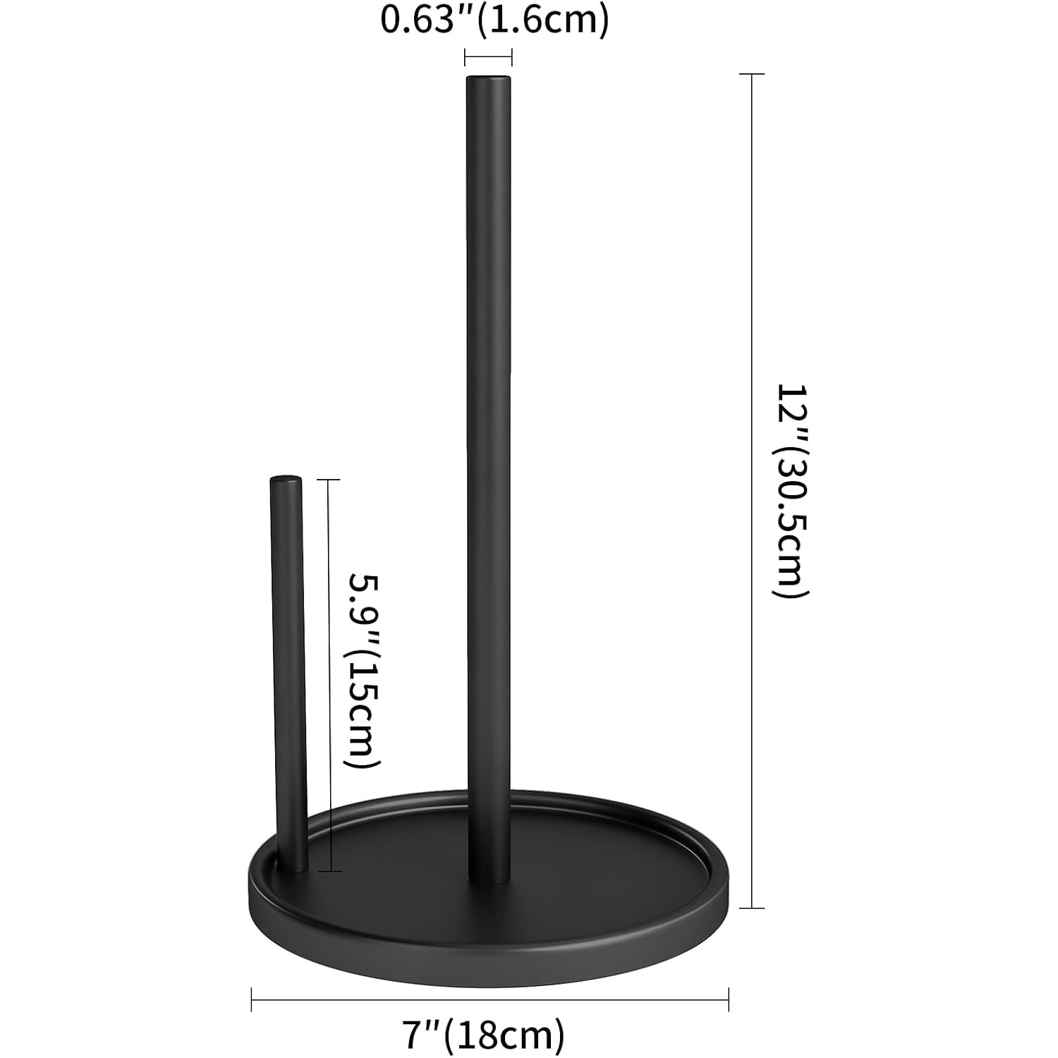 Paper Towel Holder Countertop, Black Kitchen Paper Towels Holder, Paper Roll Holder With Weighted Base