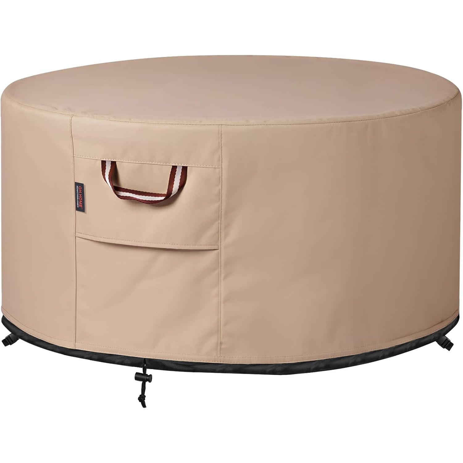 Fire Pit Cover Round-45-48 Inch Heavy Duty 900D Strong Tear-Resistant And Uv Resistant And Waterproof And Fading Resistant Material Polyester Firepit Covers Round For Outdoor Fire Pit-Wheat