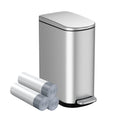 Ksskss 2.6 Gallon Slim Bathroom Trash Can With Soft Close Lid, 10L Stainless Steel Garbage Can With Removable Liner Bucket, For Narrow Spaces,Bathroom, Bedroom (Silver)