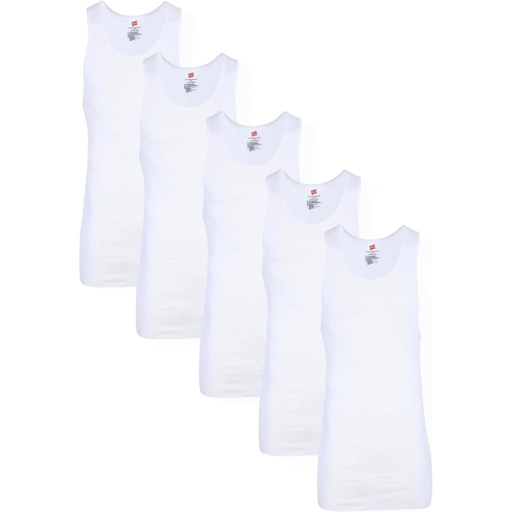 Hanes Men’S Tall 100% Cotton Ribbed Tank Tagless Undershirts, Multipack