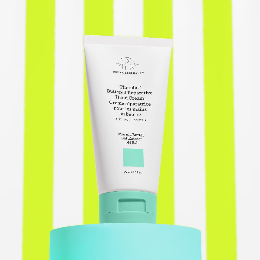 Drunk Elephant Therabu Buttered Reparative Hand Cream - 75 ml/2.5 fl oz - Hand Lotion - Clean Clinical Skincare - Cruelty-Free - Dermatologist-Tested - Free of Essential Oils, Silicones, and Fragrance