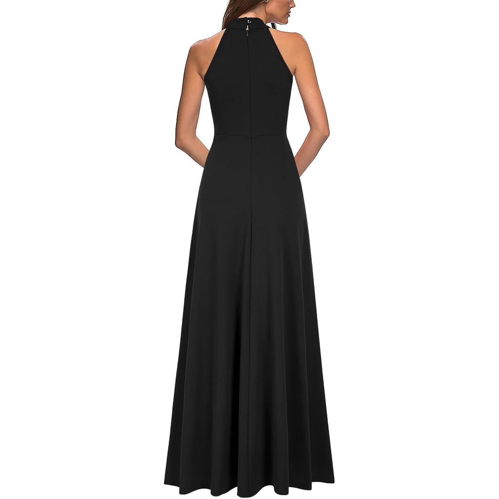 Woosea Women'S High Neck Sexy Split Evening Cocktail Party Maxi Long Formal Dress