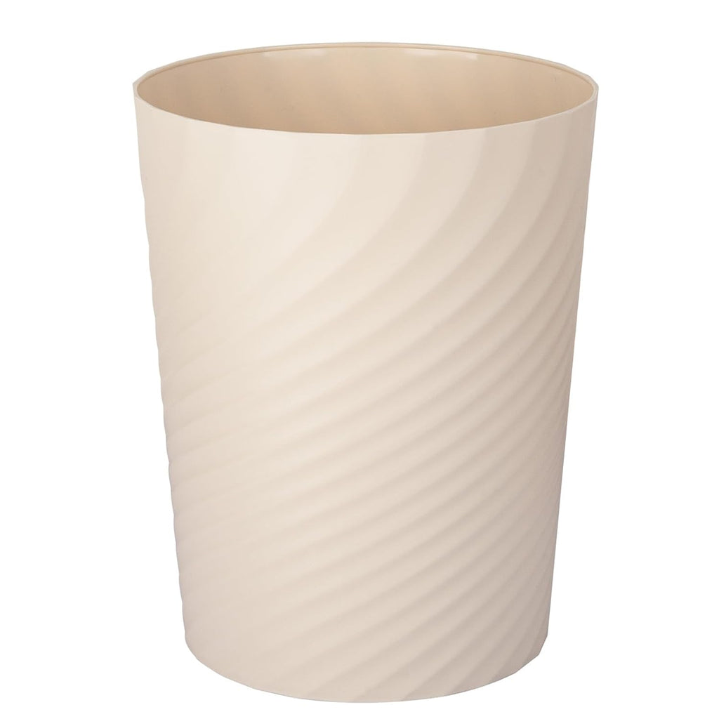 Plastic Small Bathroom Trash Can Wastebasket Garbage Can, Beige | Sturdy-Easy To Clean, Bathroom, Laundry Room, Kitchen, Office, Kids Room, Dorm, Bedroom, 1.8 Gallon