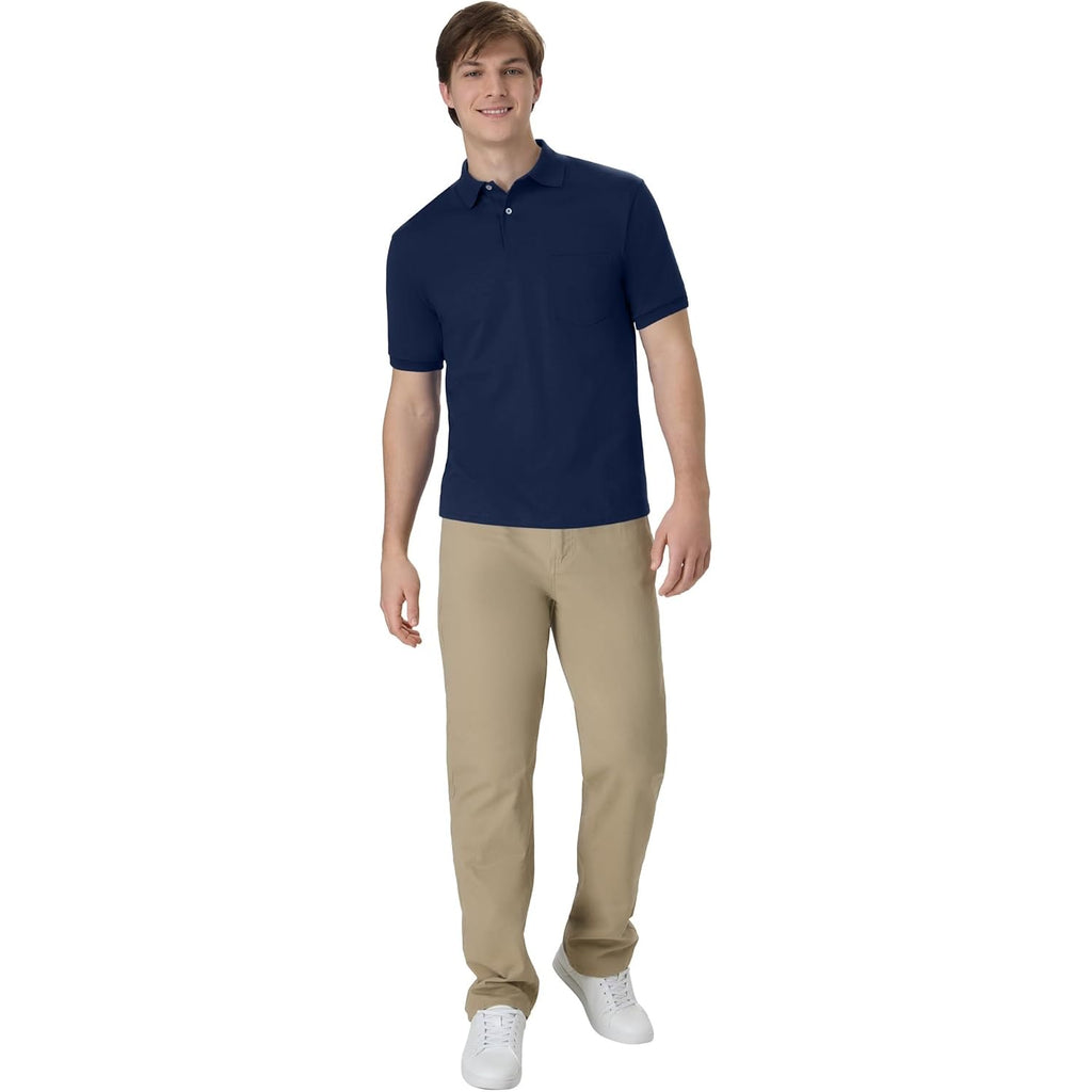 Hanes Men'S Short Sleeve Jersey Pocket Polo (Pack Of 2)