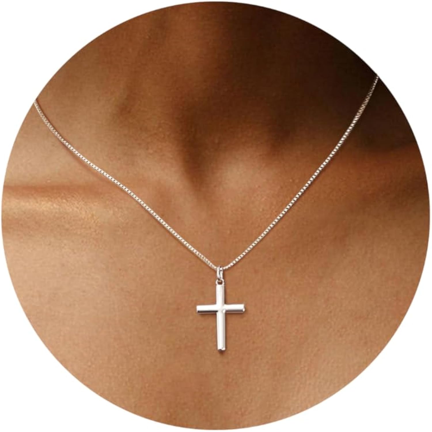 ORAZIO Mothers Day Gifts for Mom,Cross Necklace for Women, 925 Sterling Silver or 18K Gold Plated Cross Necklaces Simple Box Chain Small Cross Pendant Choker Necklace Jewelry Gifts