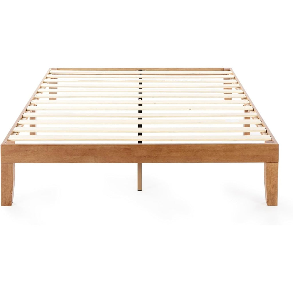 Mellow Naturalista Classic - 12 Inch Solid Wood Platform Bed with Wooden Slats, No Box Spring Needed, Easy Assembly, Queen, Pine