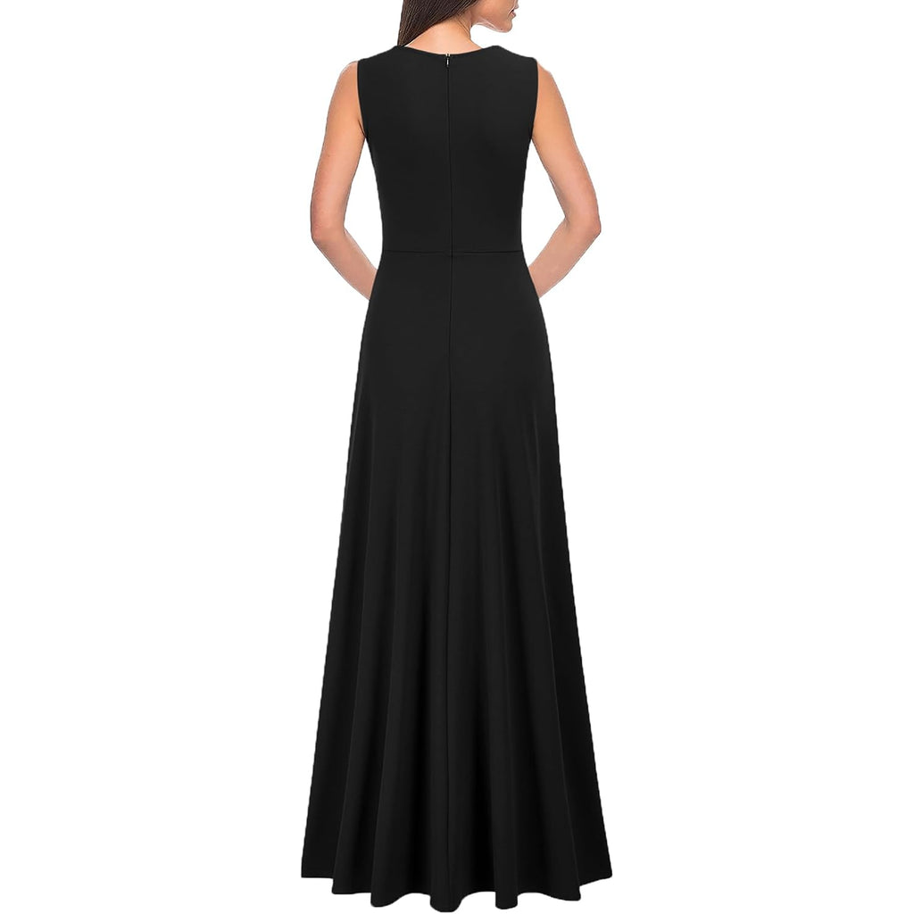 Mushare Women'S V Neck Sexy Split Cocktail Dress With Pockets Ruffle Party Long Formal Dress