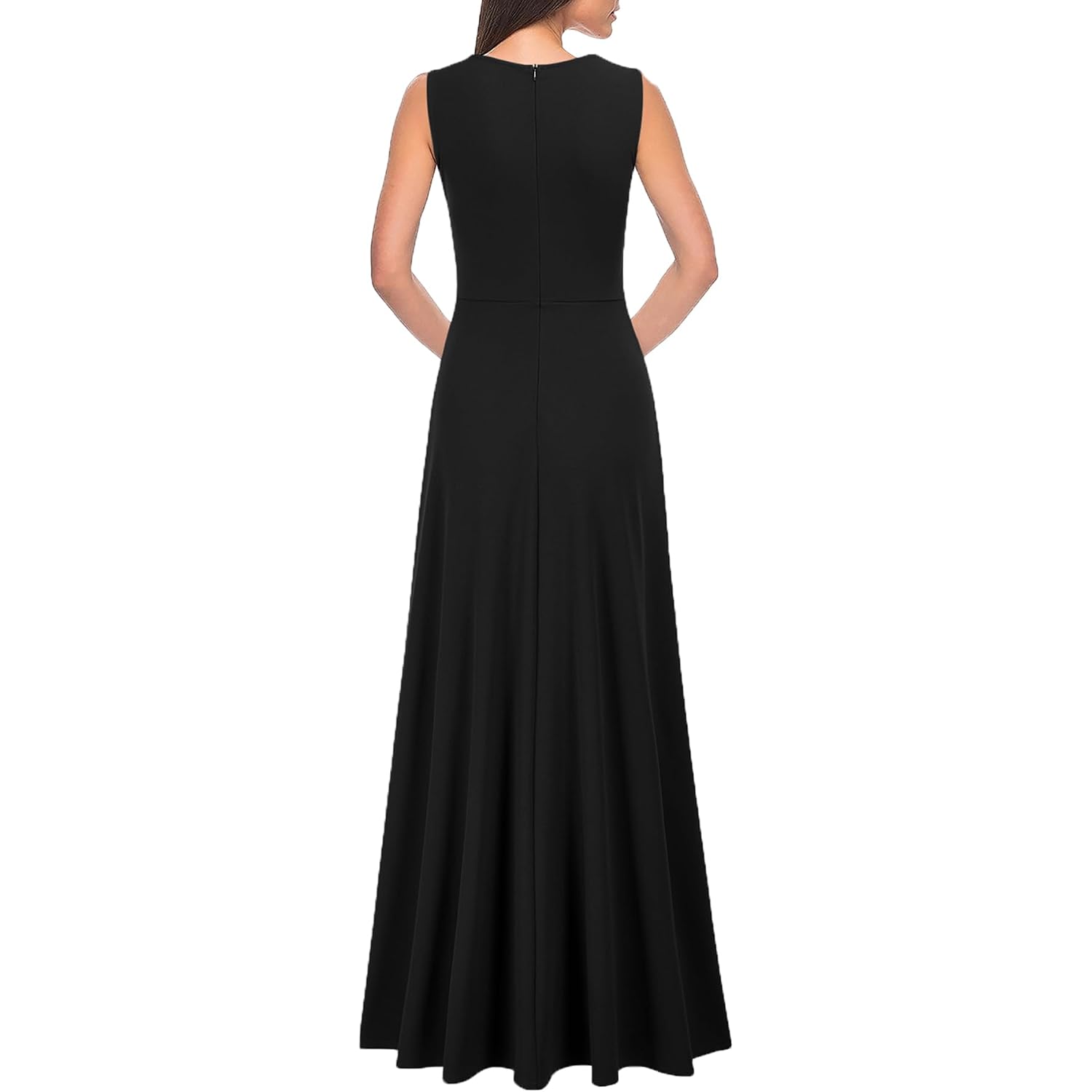 Mushare Women'S V Neck Sexy Split Cocktail Dress With Pockets Ruffle Party Long Formal Dress