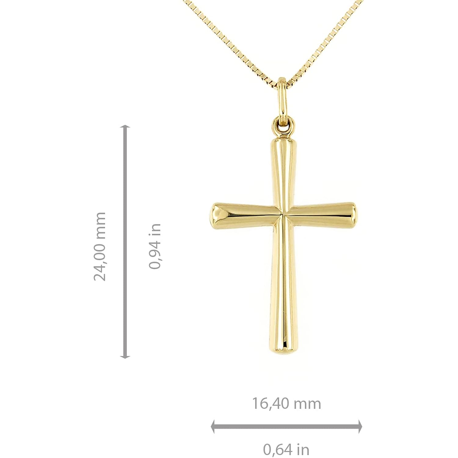 Lucchetta - 14k Gold Italian Authentic Christian Cross Necklace | High Polished Religious Gift
