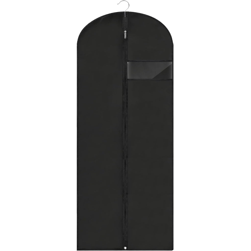 Dress Bags For Gowns Long, 60'' Garment Bags For Hanging Clothes, Suit Bag Cover For Storage And Travel (Black)