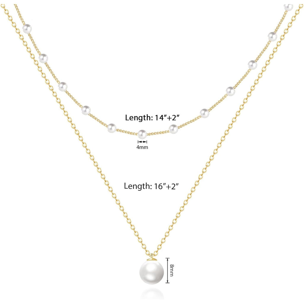 Partm Pearl Necklace for Women Trendy 14K Gold Plated Dainty Pearl Pendant Choker Set Handmade Pearl Gold Necklace Non Tarnish Simple Cute Jewelry Gifts for Women