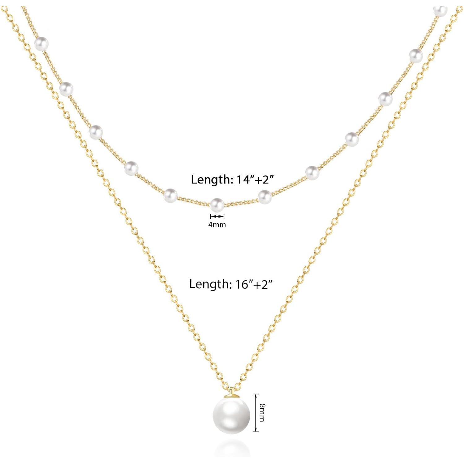 Partm Pearl Necklace for Women Trendy 14K Gold Plated Dainty Pearl Pendant Choker Set Handmade Pearl Gold Necklace Non Tarnish Simple Cute Jewelry Gifts for Women