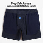 Maamgic Men'S Classic-Fit 5.5" Cotton Casual Shorts Elastic Waistband With Multi-Pocket Daily Wear Walking Summer Outfit
