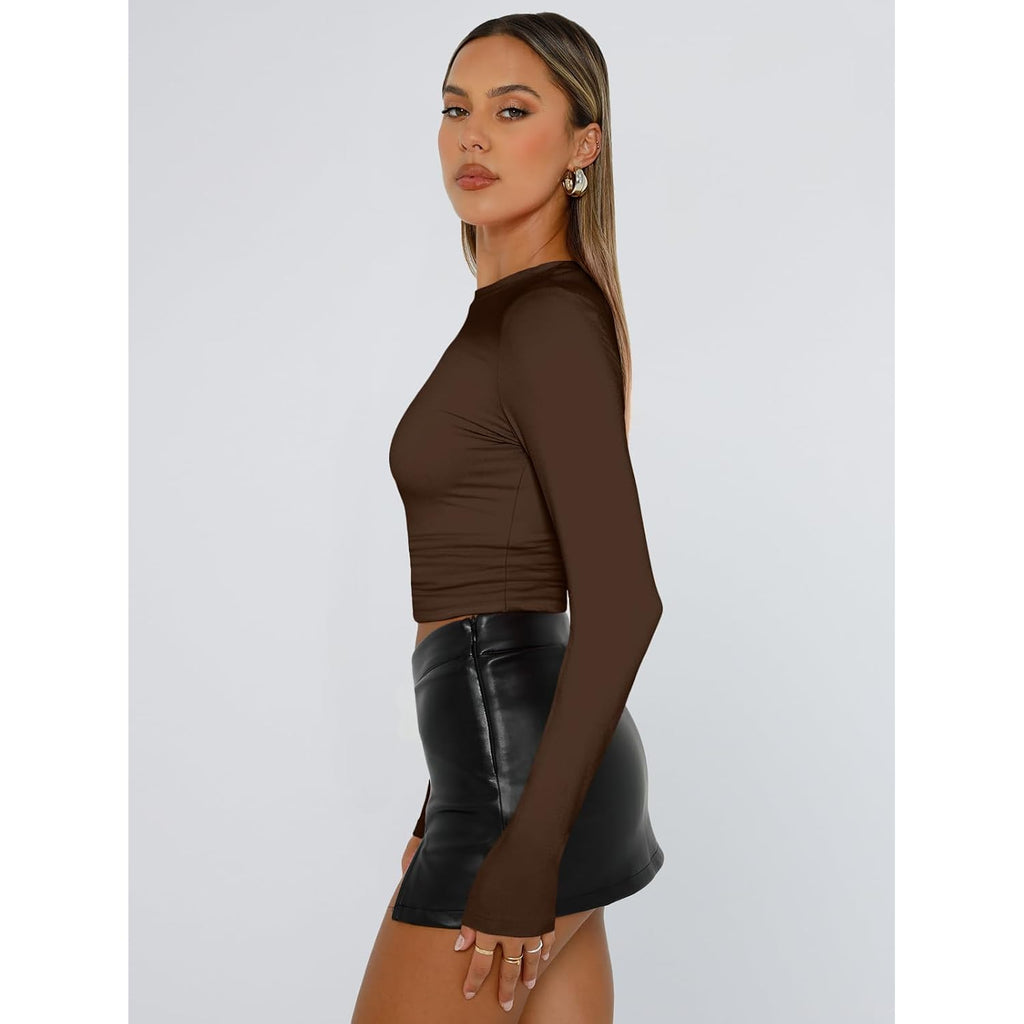 Trendy Queen Women'S Long Sleeve T Shirts Fall Fashion 2026 Basic Y2K Tops