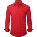 Corfty Men Long Sleeve Dress Shirt - Regular Fit Stretch Free-Wrinkle Casual Button Down Shirt