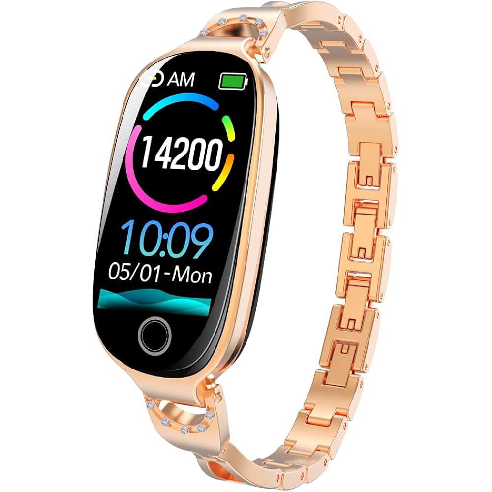 Fitness Tracker Watch Fashionable Women's Smartwatch Female Menstrual Period Reminder - Heart Rate and Blood Pressure Monitoring IP67 Waterproofing USB Magnetic Charging (Style 1)