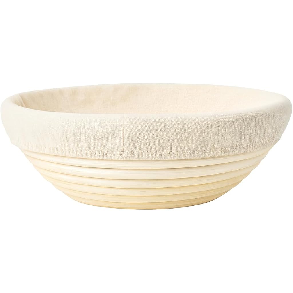 Saint Germain Bakery Premium Round Bread Banneton Basket With Liner - Perfect Brotform Proofing Basket For Making Beautiful Bread (9 Inch)