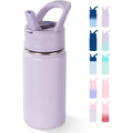 Fijinhom 12Oz Kids Water Bottle For School, Toddler Bottles With Straws, Stainless Steel Vacuum Insulated Water Bottle For Boys&Girls, Leak-Proof, Bpa-Free, Purple