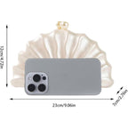 Women Acrylic Shell Shaped Clutch Luxury Marble Acrylic Evening Handbag Unique Chain Shoulder Bag Wedding Party Purses