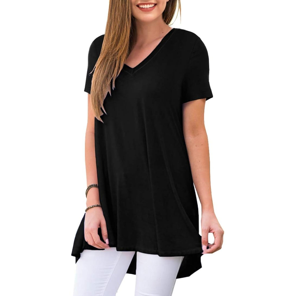 Women's Summer Casual Short Sleeve V-Neck T-Shirt Tunic Tops Blouse Shirts