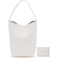 Genuine Leather Bucket Bag with Credit Card Holder Wallet, First Layer Pebble-grained Calfskin Tote Bag