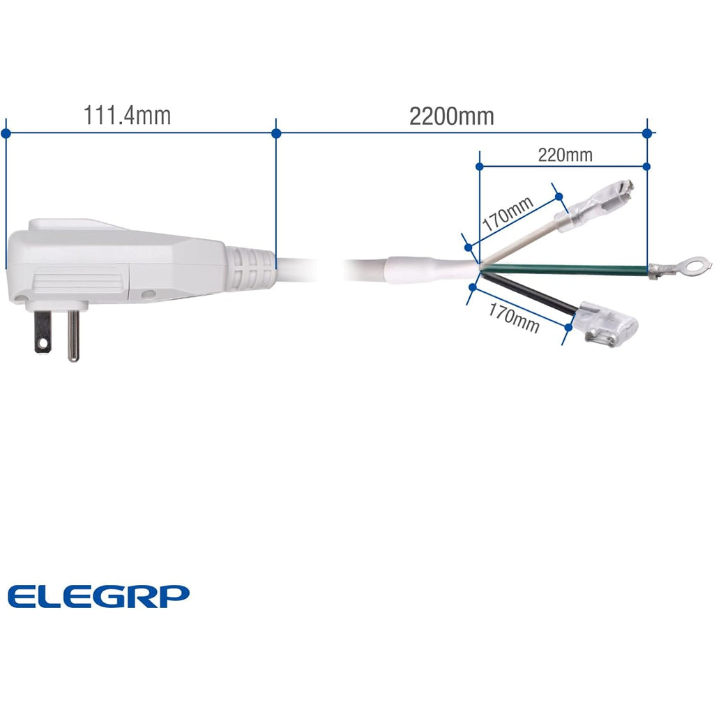 Elegrp 0651515Ly L15515 L22515 14Awg Lcdi Power Cord Plug For A/C Air Conditioner, E250451 Ul Certified, 7.5Ft Leakage Current Detection Interrupter Replacement, 120V 15A 1800W 60Hz Nema 5-15P, 1 Pack