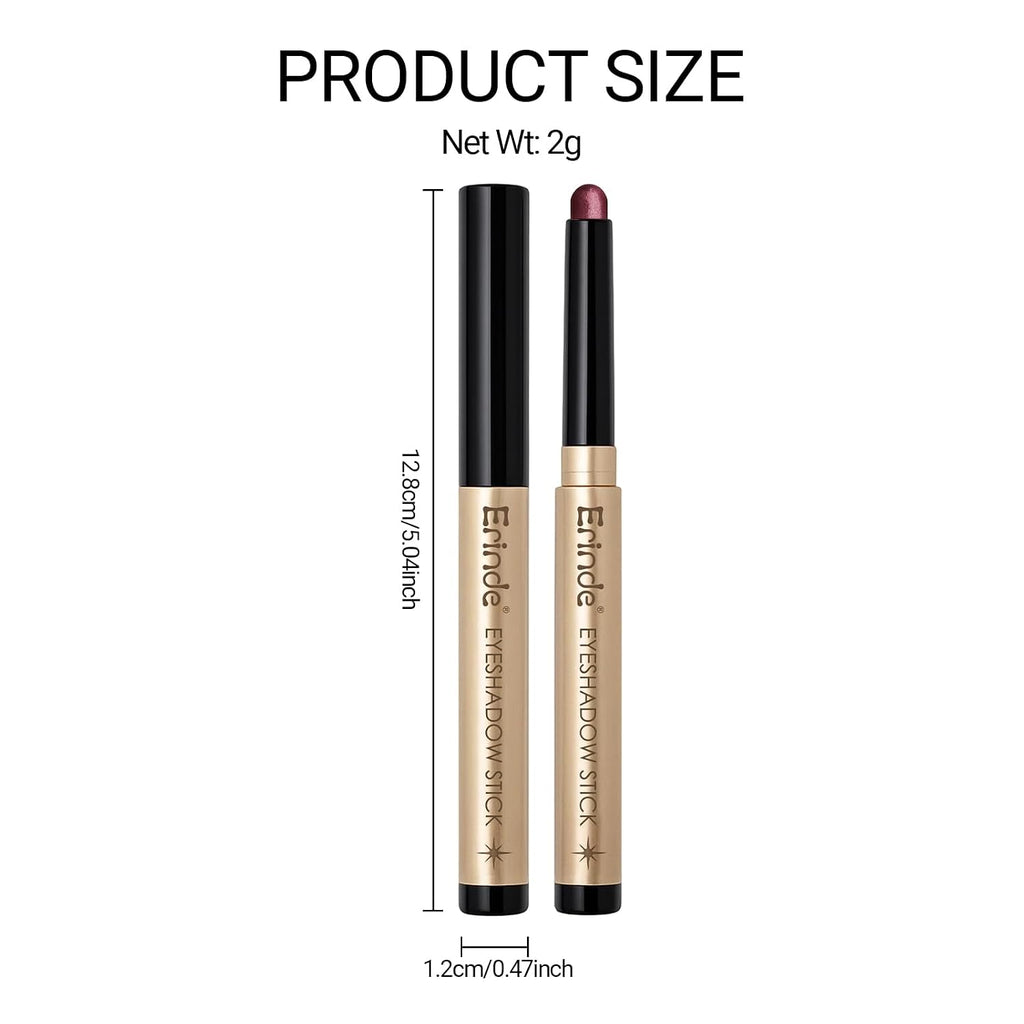 Erinde Waterproof Shimmer Eyeshadow Stick, Plum Brown Mauve Cream Eye Shadow Stick, Long-Lasting Crease-Proof Cream To Powder Buildable & Blendable Eye Shadow Pencils Crayon, Vegan & Cruelty-Free, B06