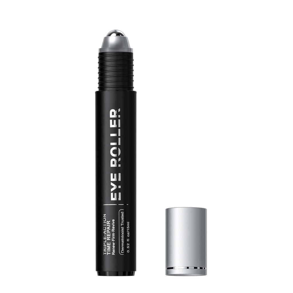 Under Eye Brightener Roller - Caffeine & Retinol Eye Serum For Dark Circles | Targets Puffiness & Fine Lines, Travel Essential Vegan Skincare, Cooling Eye Massage, Dermatologist-Tested, 0.52 Fl Oz