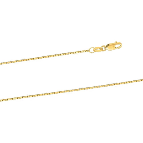 14k Yellow Gold Solid Box Chain Necklace for Women Jewelry with Lobster Clasp