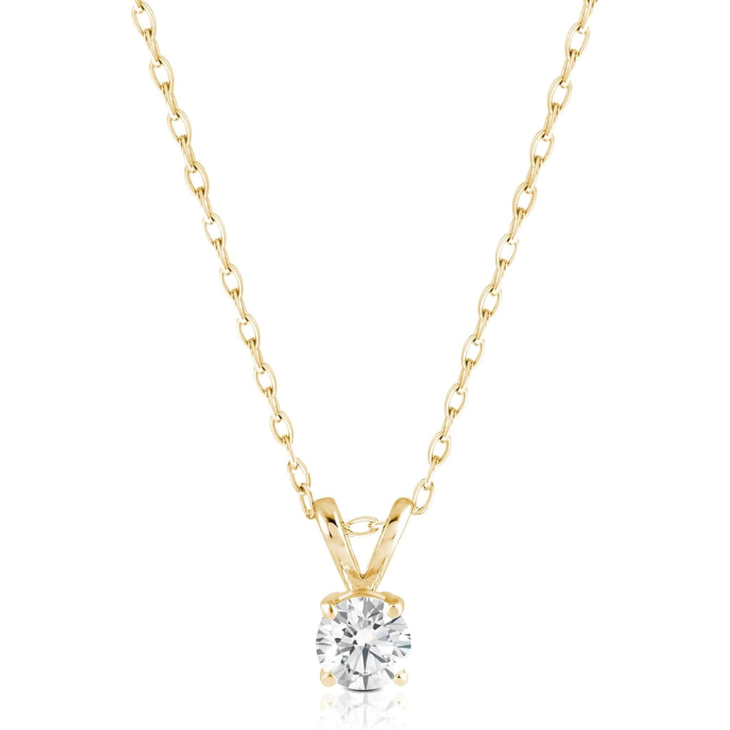 Amazon Essentials IGI Certified 0.25 Carat Solitaire Lab Grown Diamond Pendant Necklace in Solid White 14K Gold, Adjustable 16" Chain with 2" Extender, Jewelry for Women