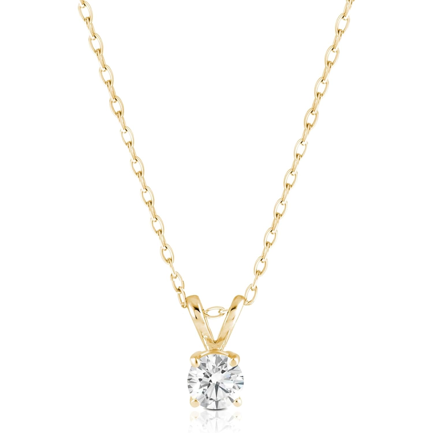Amazon Essentials IGI Certified 0.25 Carat Solitaire Lab Grown Diamond Pendant Necklace in Solid White 14K Gold, Adjustable 16" Chain with 2" Extender, Jewelry for Women