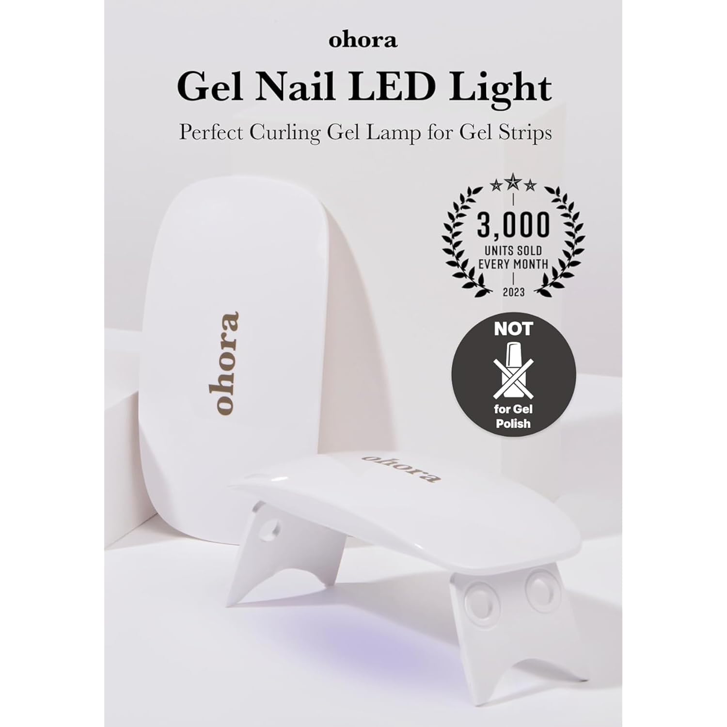 ohora Care LED Lamp for Semi Cured Gel Nail Strips - 6W Max, 2 Timers (45s / 60s), Portable Lamp for Curing Gel Nail Art, For Gel Stickers and Strips Only