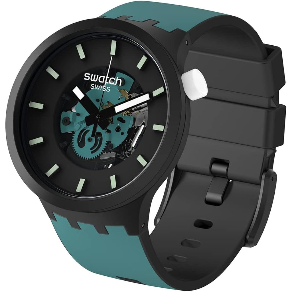 Swatch Big Bold Bioceramic Lacquered Unisex Watch Casual Polymer Black Automatic Waterproof Night Trip