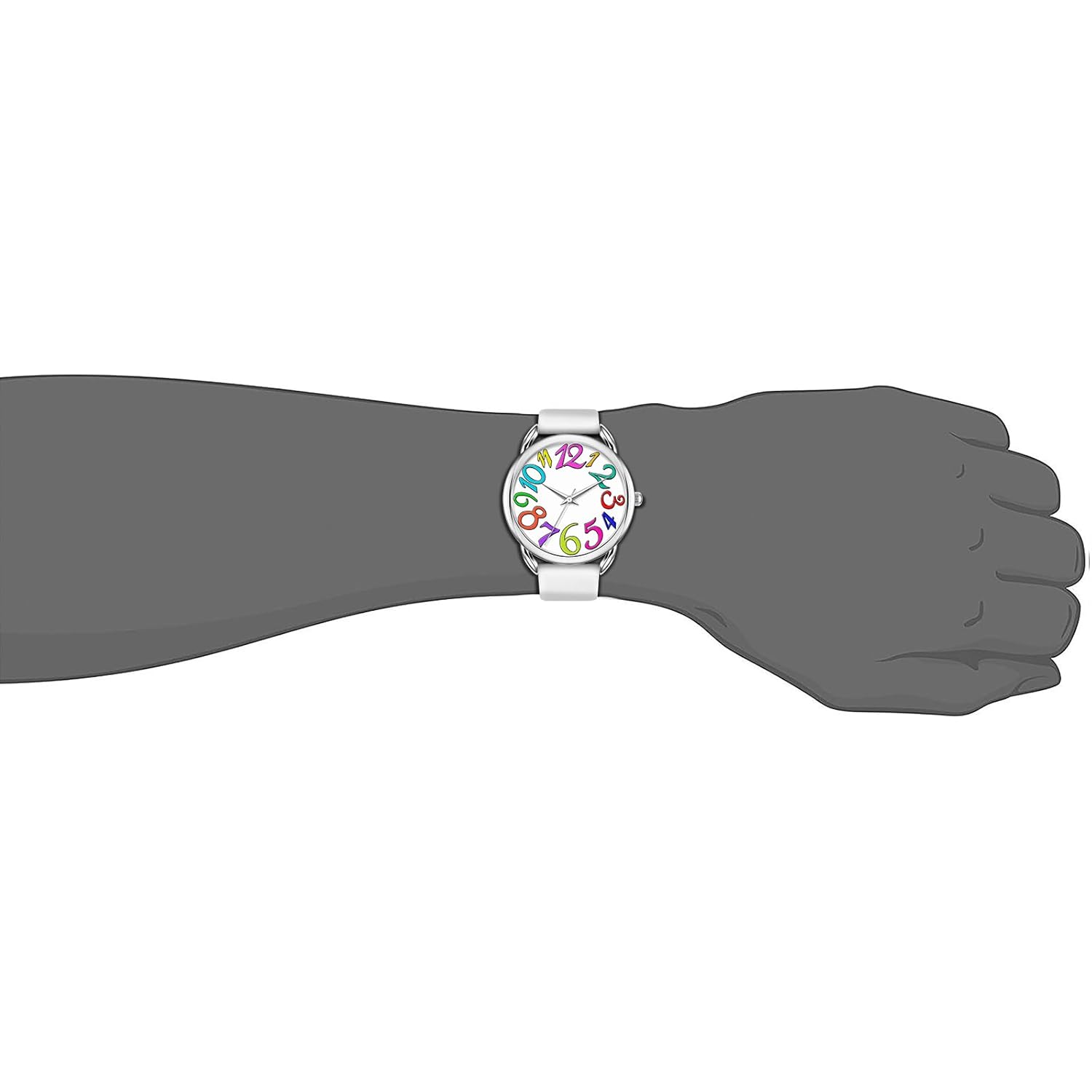 Bisley Watch for Women Big Face Colorful Arabic Numeral Easy to Read Soft Silicone Strap Watch