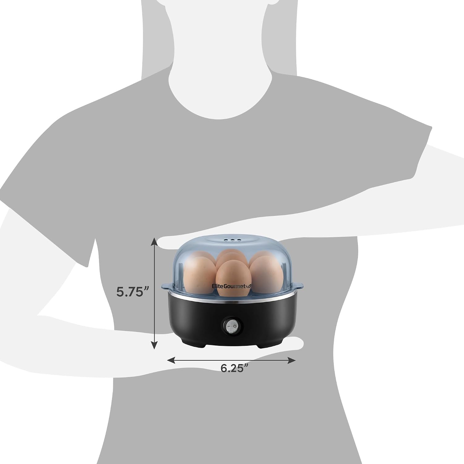 Elite Gourmet Egc115B Easy Egg Cooker Electric 7-Egg Capacity, Soft, Medium, Hard-Boiled Egg Cooker With Auto Shut-Off, Measuring Cup Included, Bpa Free, Classic Black