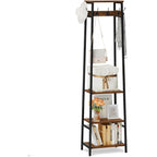 Coat Rack Freestanding, Coat Stand with 3 Shelves and 7 Hooks, Hall Tree Free Standing, Clothes Rack Stand Organizer, Industrial Style, Rustic Brown and Black