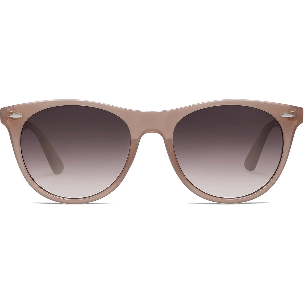 SOJOS Classic Polarized Sunglasses for Women Men Small UV400 Lenses SJ2076 Milky Light Brown