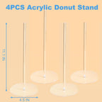 HENABLE 4PCS Acrylic Donut Display Stand Tower - Dessert Table Holder for Donuts, Bagels & Doughnuts - Perfect for Parties, Christmas, Birthday & New Year