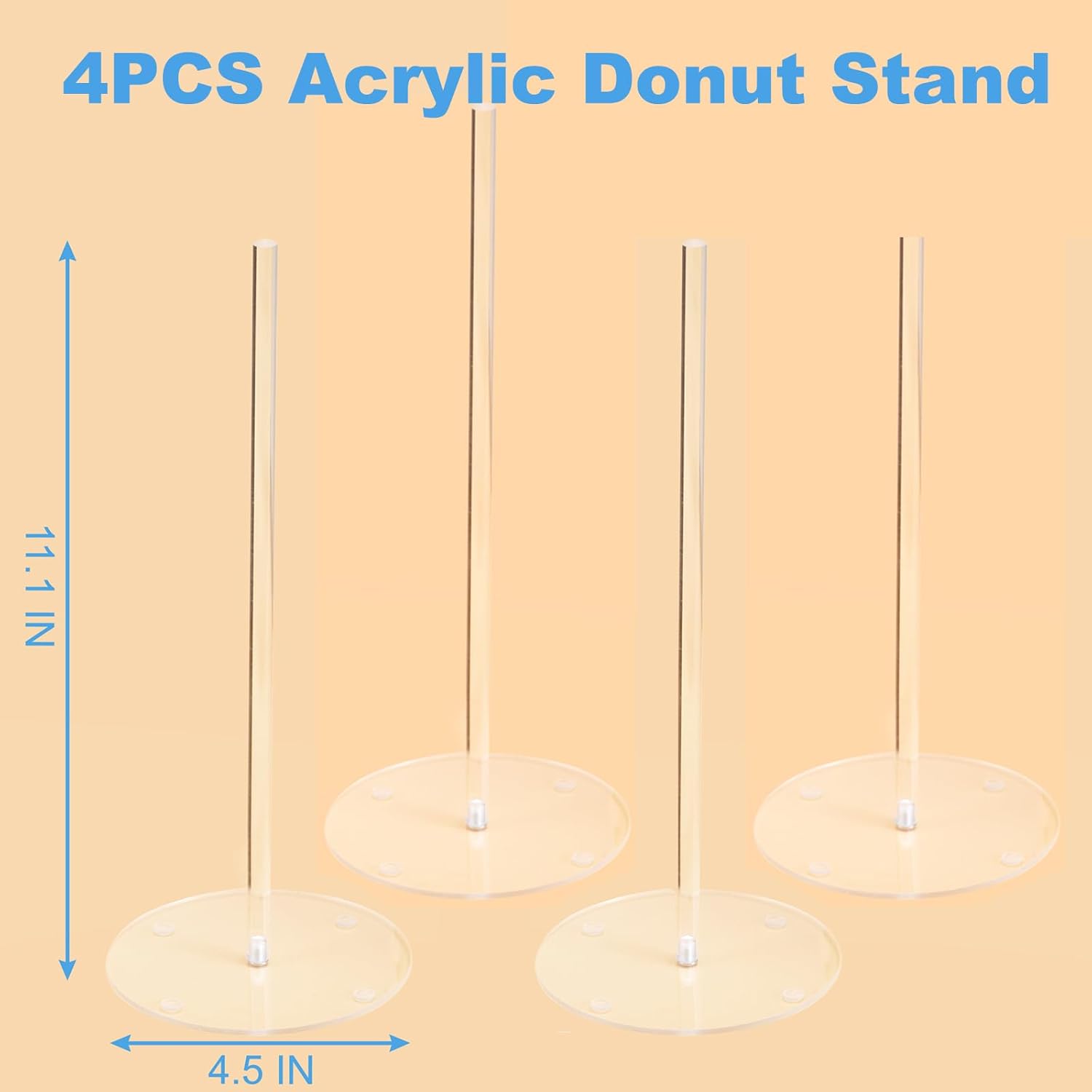 HENABLE 4PCS Acrylic Donut Display Stand Tower - Dessert Table Holder for Donuts, Bagels & Doughnuts - Perfect for Parties, Christmas, Birthday & New Year