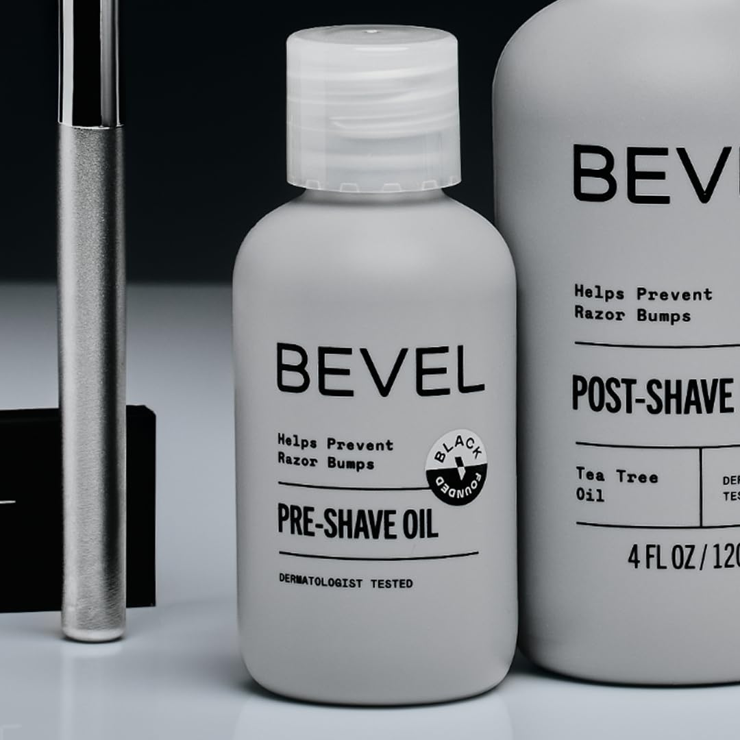 Bevel Pre Shave Oil for Men with Castor Oil, Olive Oil and Tea Tree Oil, Helps Soften Hair and Protect Skin from Irritation and Razor Burn, 2 Fl Oz