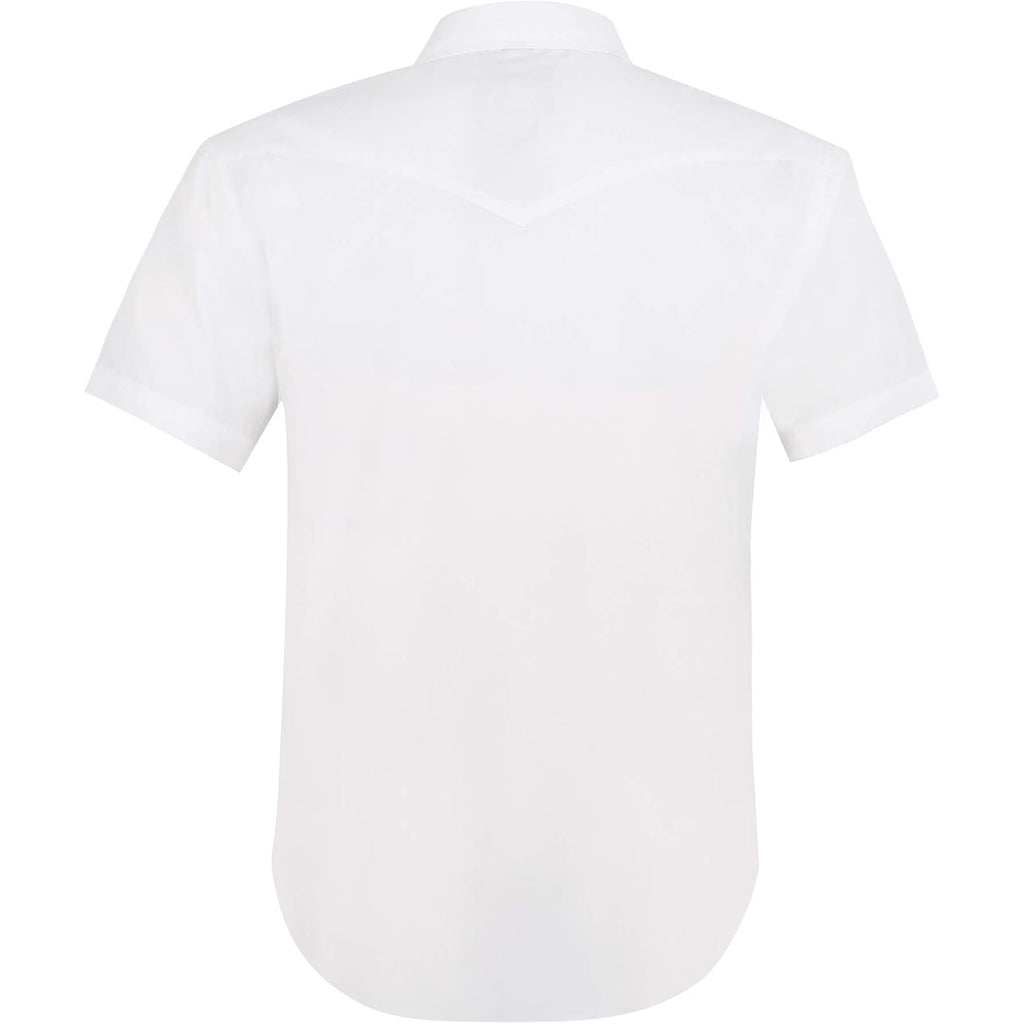 Mens Western Cowboy Pearl Snap Short Sleeve Casual Two Pockets Work Solid Derss Button Up Wrinkle Free Shirts