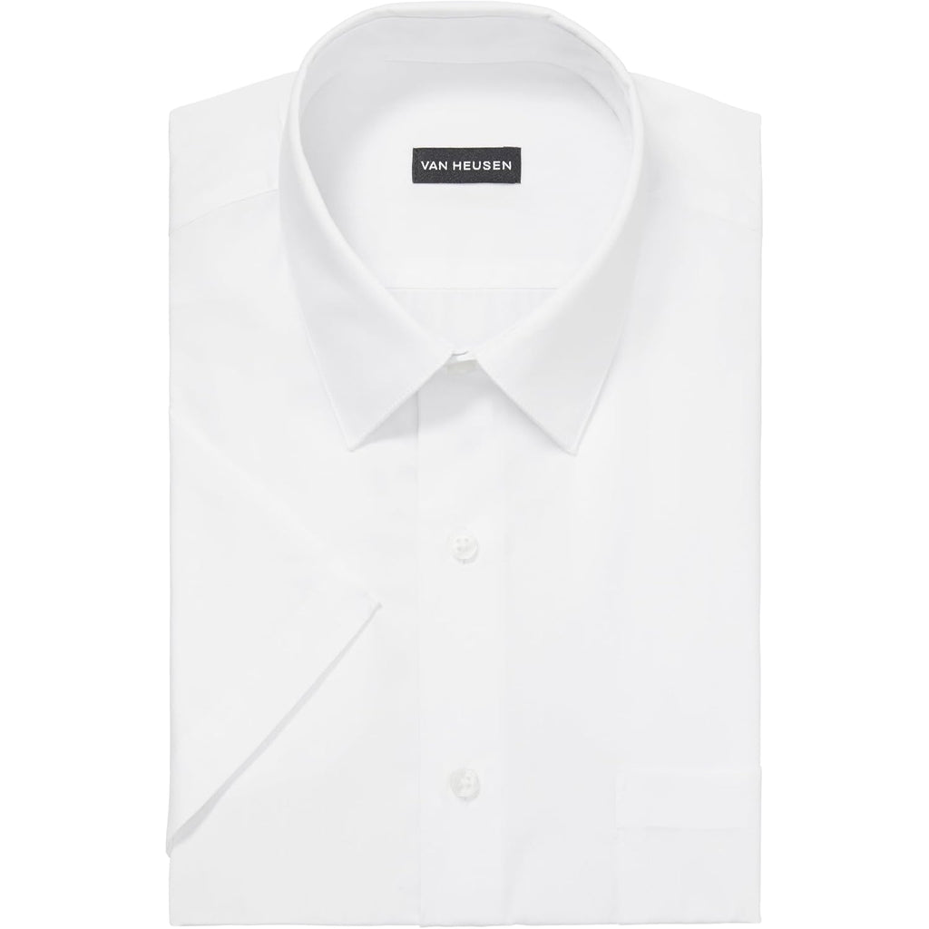 Van Heusen Men'S Short Sleeve Dress Shirt Regular Fit Poplin Solid