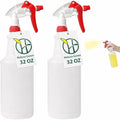 Heavy Duty 32Oz Plastic Spray Bottles For Cleaning - Large Empty Industrial Bottles For Gardening Solutions, Vinegar, Chemicals, Professional Cleaners - Adjustable Sprayer Nozzle - Red 2 Pack