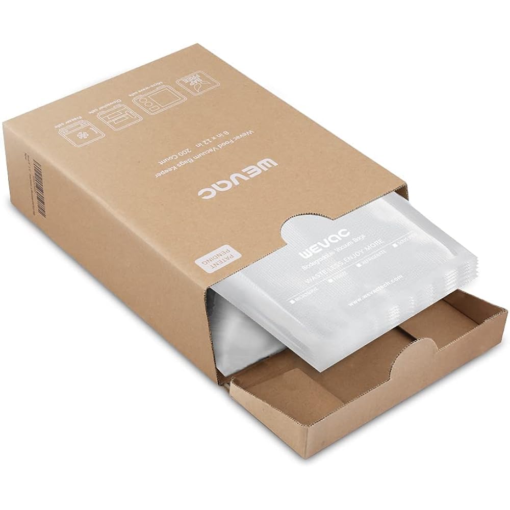 Wevac 8” x 12” 200 Count Food Vacuum Sealer Bags Keeper, PreCut Quart, Ideal for Food Saver, BPA Free, Commercial Grade, Great for storage, meal prep and Sous Vide