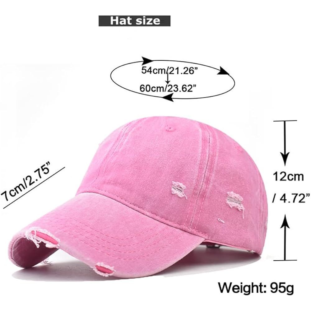 Classic Vintage Distressed Baseball Cap, Washed Cotton, Adjustable Fit C-pink