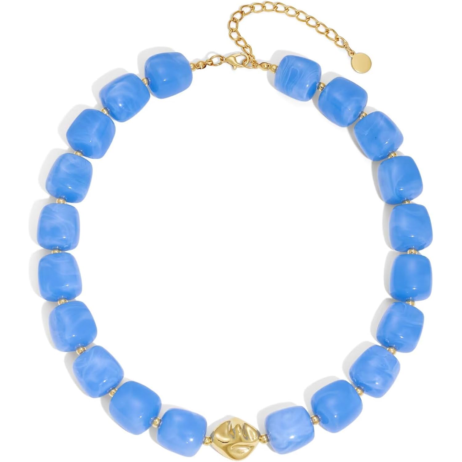 Colorful Chunky Necklaces for Women Multicolored Large Square Acrylic Beads Necklace Trendy Bold Statement Beaded Necklace Summer Vacation Choker Jewelry