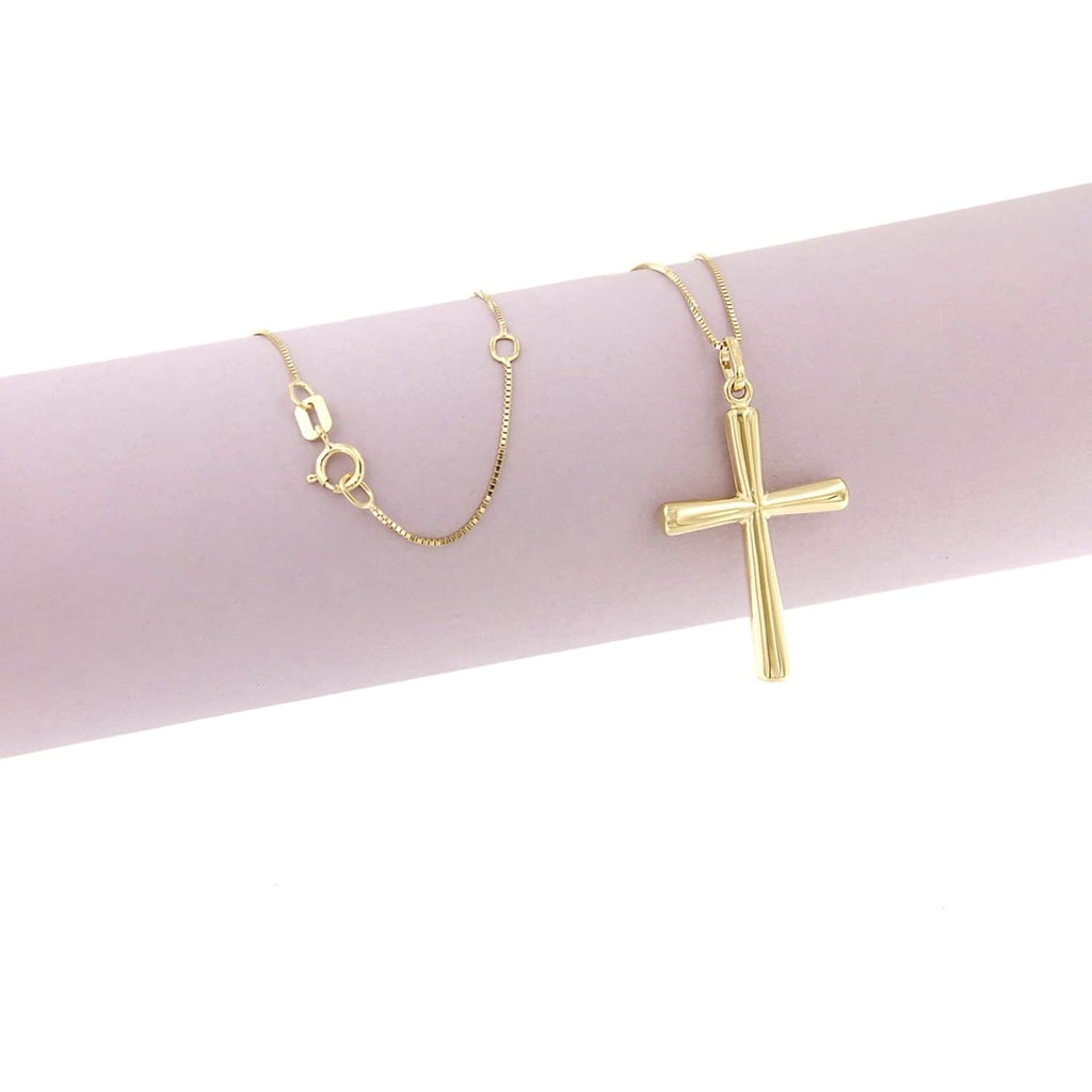 Lucchetta - 14k Gold Italian Authentic Christian Cross Necklace | High Polished Religious Gift