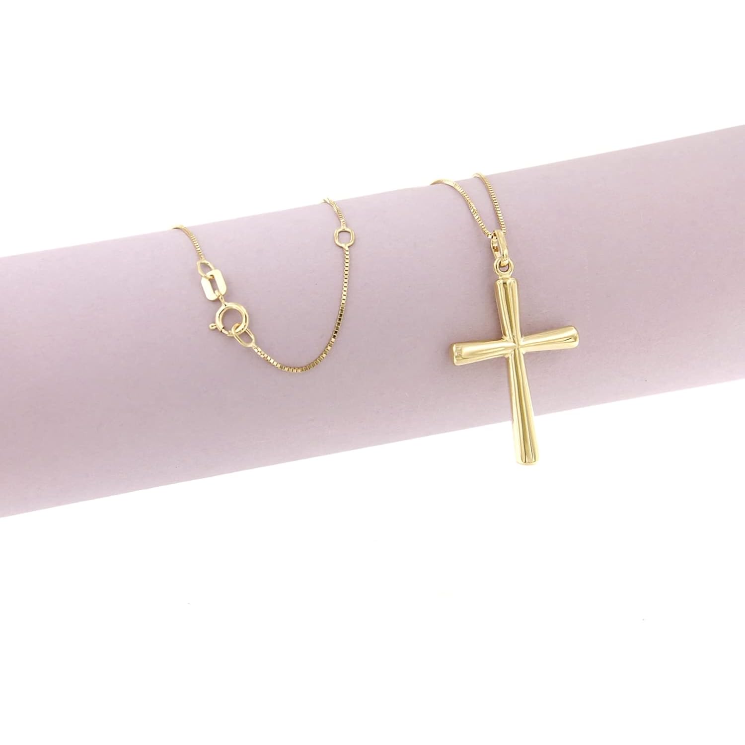 Lucchetta - 14k Gold Italian Authentic Christian Cross Necklace | High Polished Religious Gift